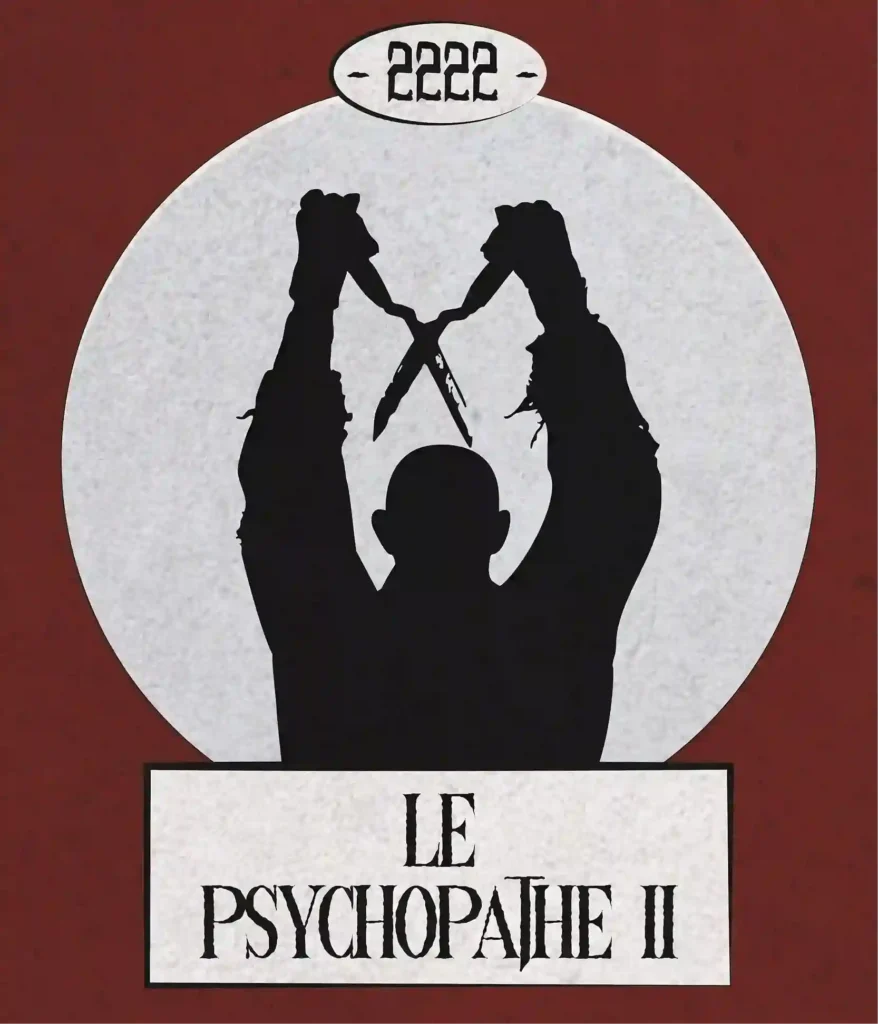 Logo de la chambre du Psychopathe 2 (2222) représentant une silhouette d'un homme avec des cisailles dans les mains.
